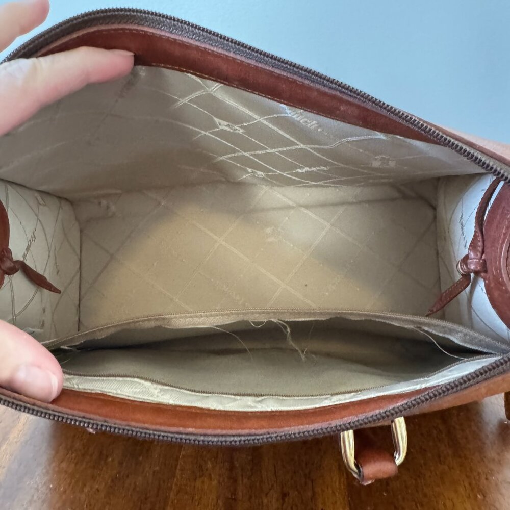 French Company Vintage Brown Leather Bag No Shoulder Strap - Picture 7 of 15